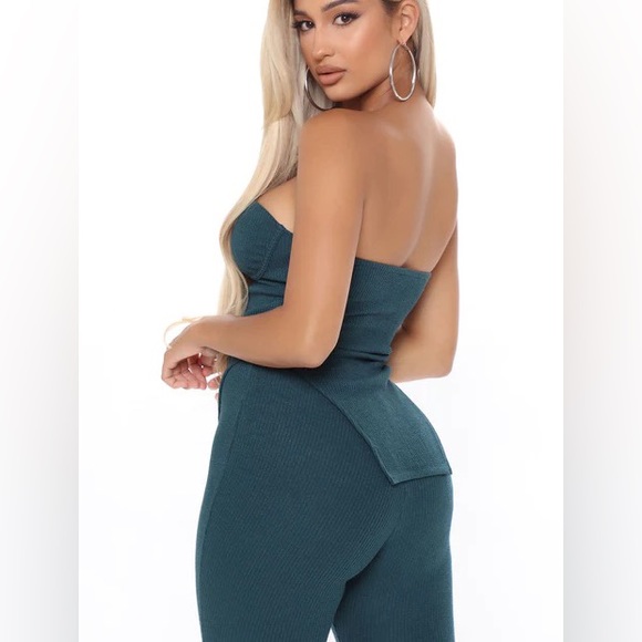 Call my name ribbed set in colour Hunter green - Picture 2 of 3